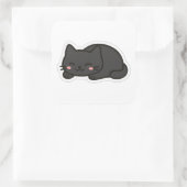 Black Cat PNG Sticker – Cute Kawaii Cat Loaf スクエアシール (バッグ)