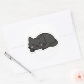 Black Cat PNG Sticker – Cute Kawaii Cat Loaf ラウンドシール (封筒)