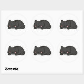 Black Cat PNG Sticker – Cute Kawaii Cat Loaf ラウンドシール (シート)