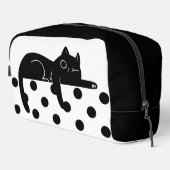 Black cat polka dot Print Sew toiletry Bag ドップキット (右コーナー)