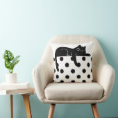 Black cat polka dot Throw Pillow クッション (椅子)