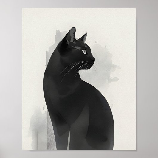 Black Cat Portrait Wall Art Perfect Gift  ポスター (正面)