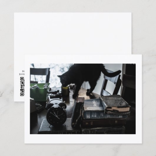 Black Cat Postcard Print by JH Thornton ポストカード (正面/裏面)