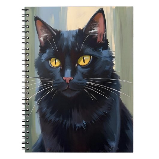 Black Cat | Pretty Kitten Watercolor ノートブック (正面)