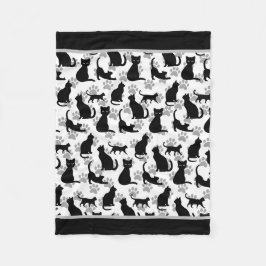 Black Cat Print Fleece Blanket フリースブランケット