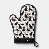 Black Cat Print Oven Mitt 鍋つかみ (正面)