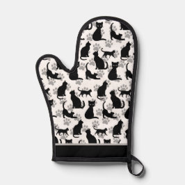 Black Cat Print Oven Mitt 鍋つかみ