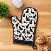 Black Cat Print Oven Mitt 鍋つかみ (トップダウン)
