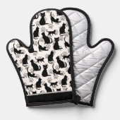 Black Cat Print Oven Mitt 鍋つかみ (正面/裏面)
