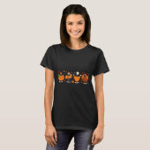 Black Cat Pumpkin E Turkey Thanksgiving Fall Cat L Tシャツ (正面フル)