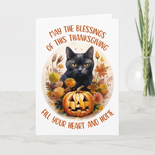 Black Cat & Pumpkin Greeting Card サンキューカード (正面)