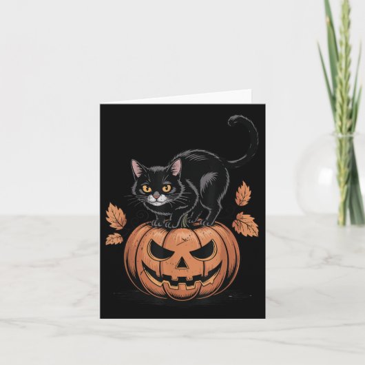 Black Cat Pumpkin Halloween Men Women Funny Mom Da カード (正面)