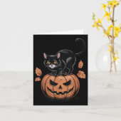 Black Cat Pumpkin Halloween Men Women Funny Mom Da カード (黄色い花)