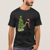 Black Cat Pushing Christmas Tree Over Cat What 1 Tシャツ (正面)