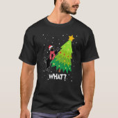 Black Cat Pushing Christmas Tree Over Cat What Tシャツ (正面)