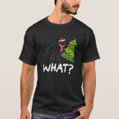 Black Cat Pushing Christmas Tree Over Cat What Tシャツ (正面)