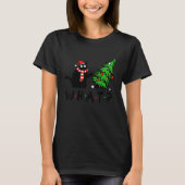 Black Cat Pushing Christmas Tree Over Cat What Tシャツ (正面)