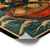 Black Cat Ramen Alien Ufo Funny Japanese Kawaii An ポスター (角)