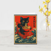 Black Cat Ramen Japanese Graphic Tees For Men Wome カード (黄色い花)