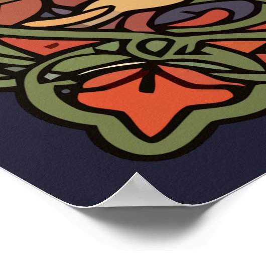 Black Cat Reading A Book Of Solstice Spells ポスター (角)