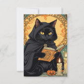 Black Cat Reading The Jack o lantern Journal 招待状 (正面)