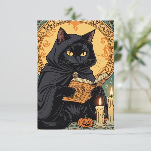 Black Cat Reading The Jack o lantern Journal 招待状 (スタンド正面)