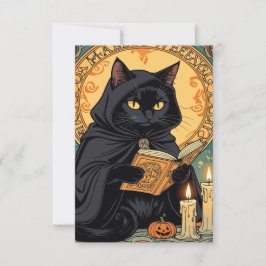 Black Cat Reading The Jack o lantern Journal 招待状
