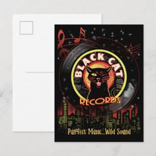 Black Cat Records ポストカード - レトロジャズクラブのビニールレコード