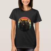 Black Cat Retro Style Cats Kitten Tシャツ (正面)
