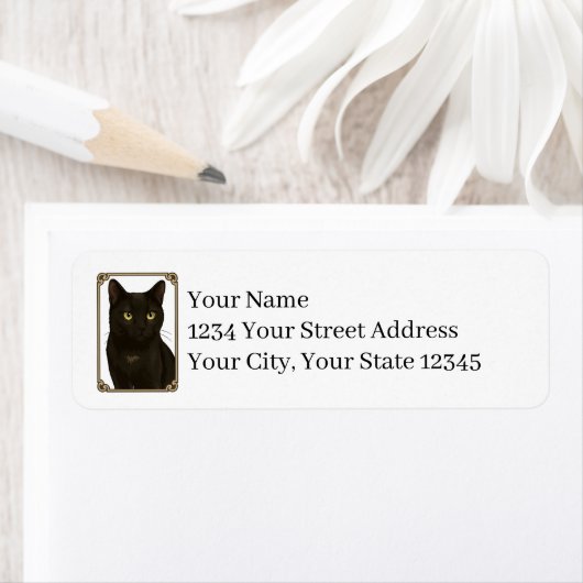 Black Cat Return Address Labels ラベル (インサイチュ)
