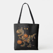 Black Cat Riding Mummy T-Rex – Cute Halloween Dino トートバッグ (裏面)