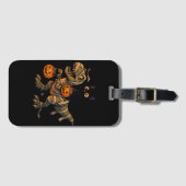 Black Cat Riding Mummy T-Rex – Cute Halloween Dino ラゲッジタグ (正面横)