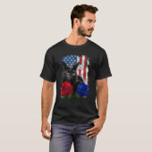 Black Cat Rose American Flag Happy 4th Of July Tシャツ (正面フル)