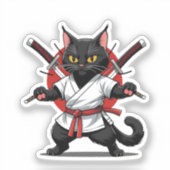 Black Cat Samurai Stickers シール (正面)