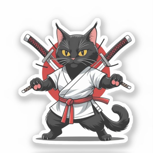 Black Cat Samurai Stickers シール (正面)