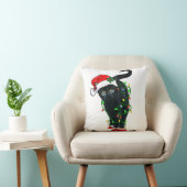 Black Cat Santa Tangled Up In Christmas Lights クッション (椅子)