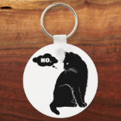 Black Cat Says No - Funny Cat Lover Gift キーホルダー (正面)