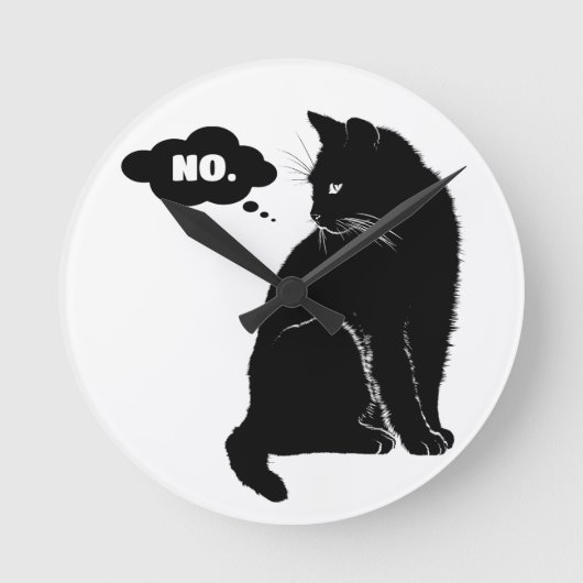 Black Cat Says No - Funny Cat Lover Gift ラウンド壁時計 (正面)