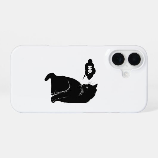 Black Cat Says No – Funny Cat Lover iPhone 16ケース (裏面横)