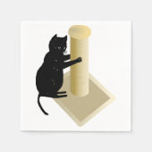 Black Cat Scratching Post Silhouette スタンダードカクテルナプキン (正面)