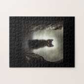 Black cat shadow dark cave by moonlight ジグソーパズル (横)