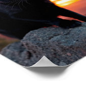 Black Cat Silhouette at Sunset Wall Art ポスター (角)