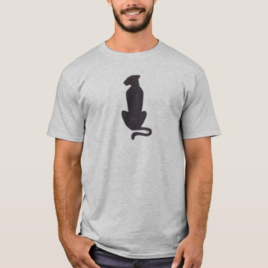 Black Cat Silhouette men gray T-shirt Tシャツ (正面)