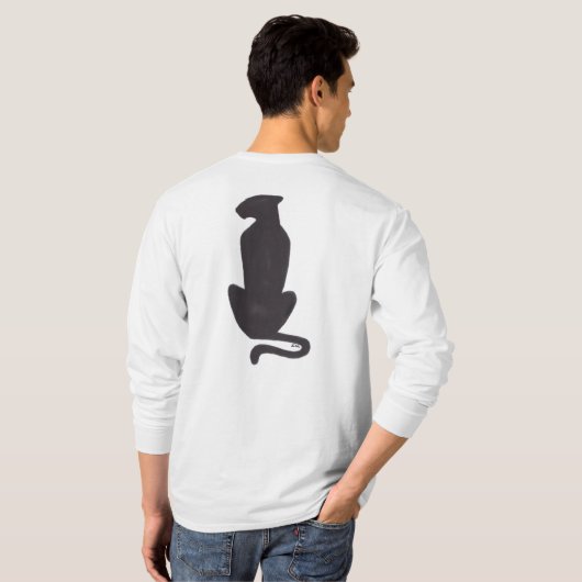 Black Cat Silhouette men white long sleeve shirt Tシャツ (裏面フル)