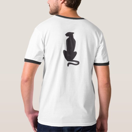 Black Cat Silhouette men white ringer T-shirt Tシャツ (裏面フル)