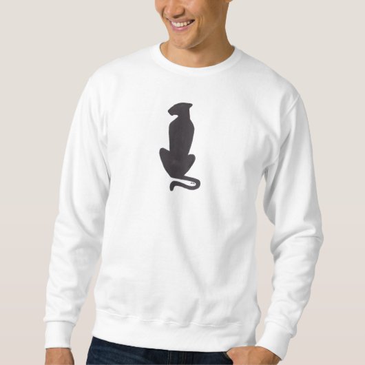 Black Cat Silhouette men white sweatshirt スウェットシャツ (正面)