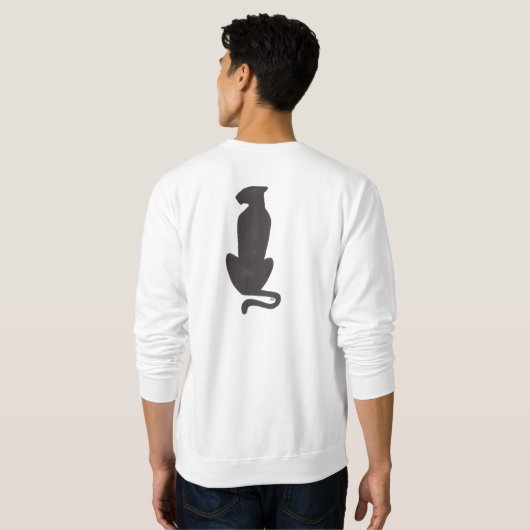 Black Cat Silhouette men white sweatshirt back スウェットシャツ (裏面フル)