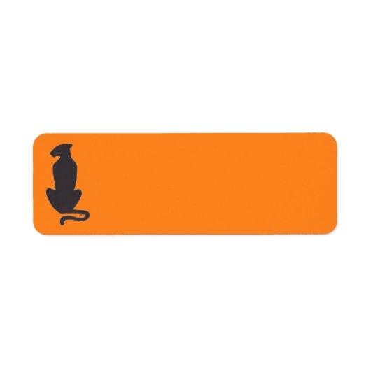 Black Cat Silhouette orange return address labels ラベル (正面)
