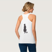 Black Cat Silhouette women white racer tank top タンクトップ (裏面フル)