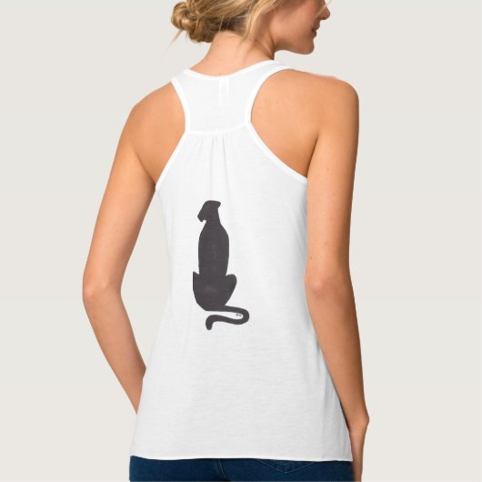 Black Cat Silhouette women white racer tank top タンクトップ (裏面)